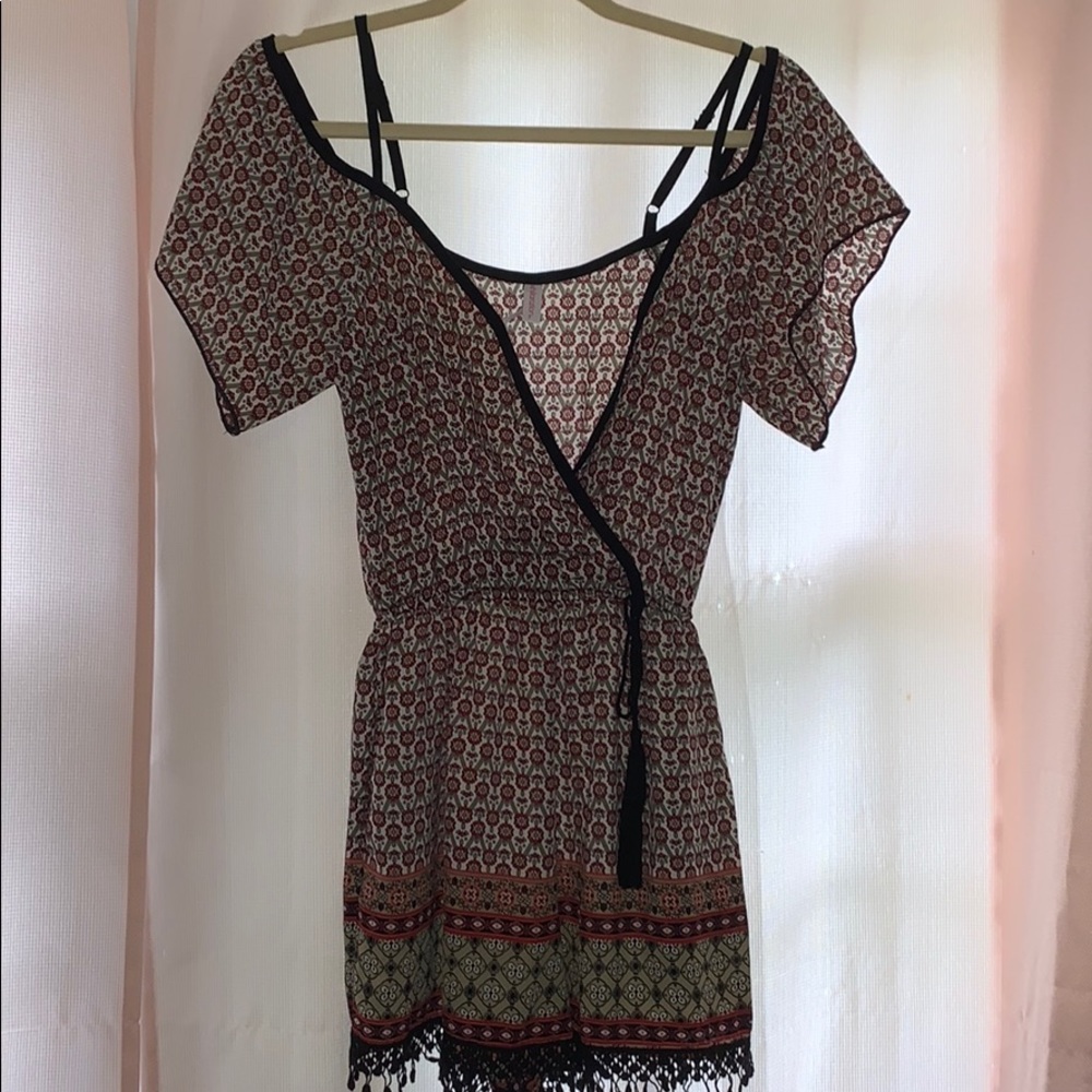 Floral Xhilaration off-the-shoulder romper